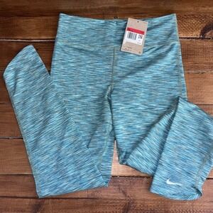 Nike One Training Leggings Girls Large Blue Space‎ Dye High Rise FD2847-386 NEW